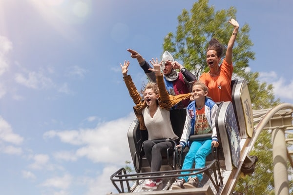 People on a roller coaster